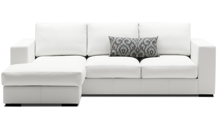 Cenova white modern sofa with lounging unit